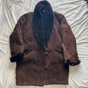 Women’s Vintage J. Percy for Marvin Richards brown suede coat faux fur size L